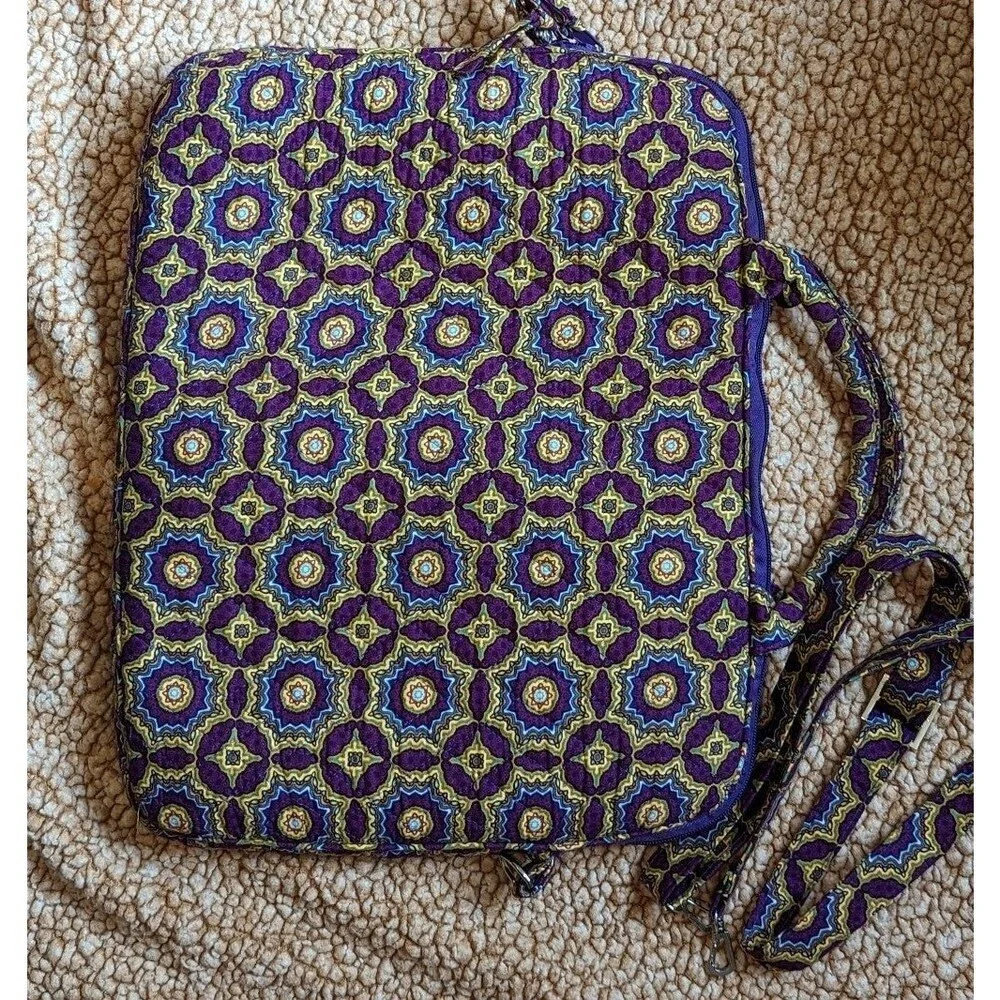 Quilted Padded Multicolor Print‎ Laptop Bag with Crossbody strap